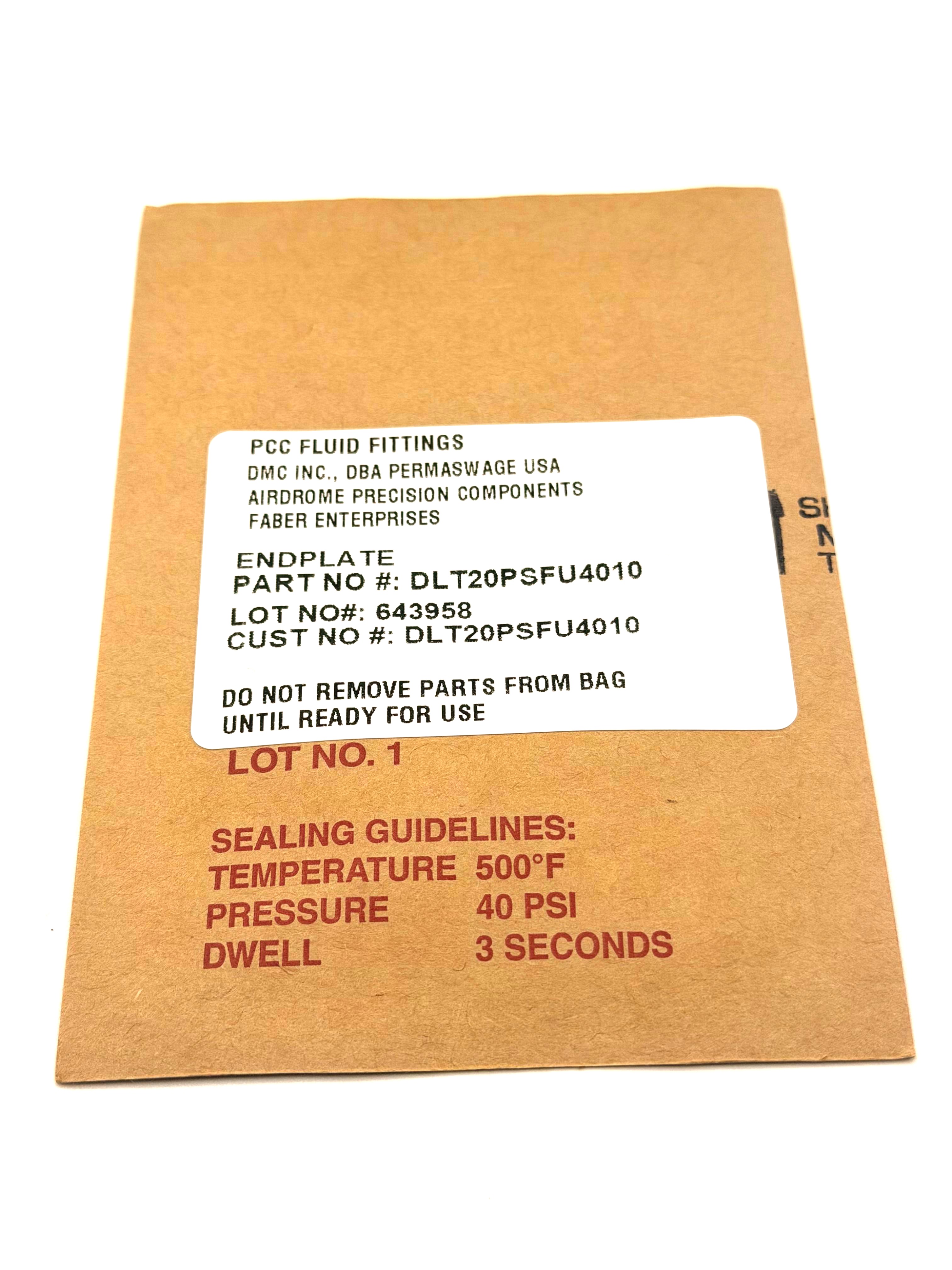 Permaswage DLT20PSFU4010 End Plate Permaswage DLT20PSFU4010 End Plate - Top Flight Tools